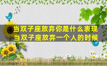 当双子座放弃你是什么表现 当双子座放弃一个人的时候